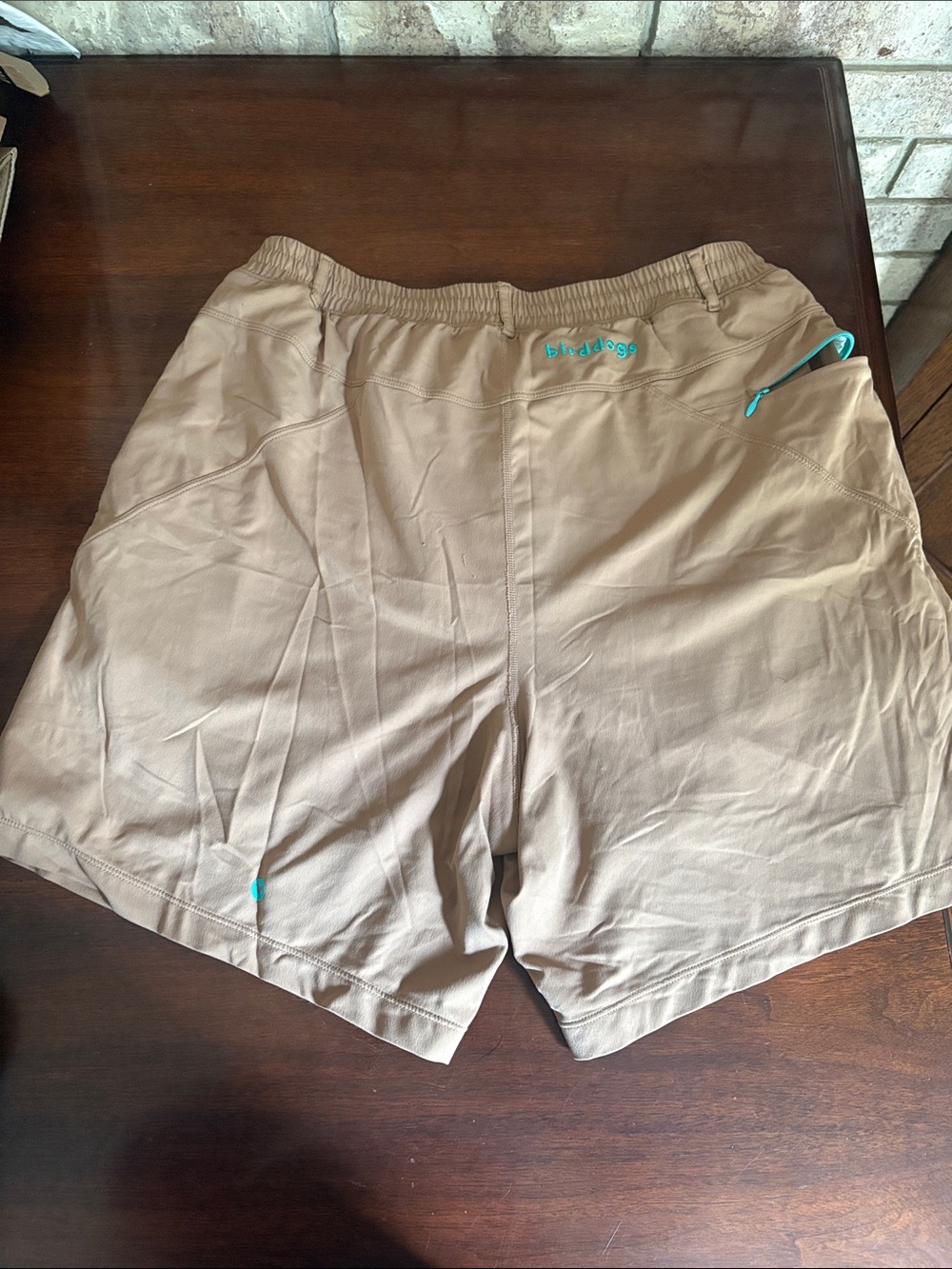 Men's Dark Khaki Birddogs Shorts with Aqua Accents